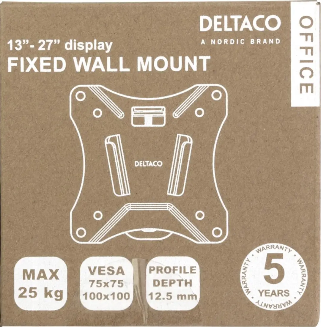 Deltaco ARM-0100 TV Beugel - Vast - 13-27" - 25kg - Zwart