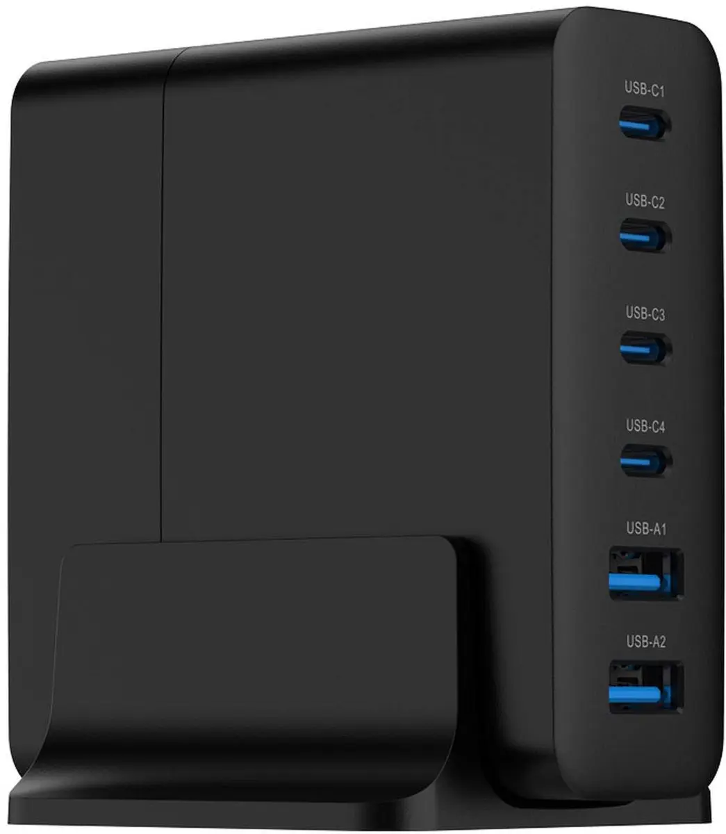 Gembird 75W GaN USB-C Oplader 6 Poorten - Zwart