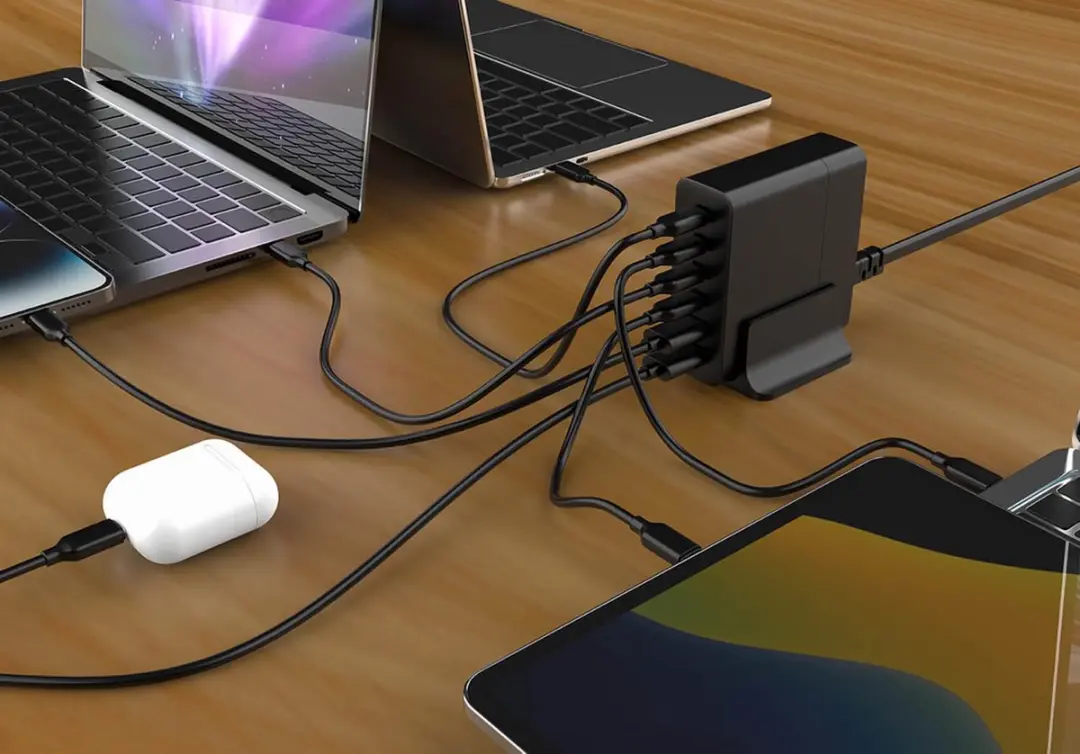 Gembird 75W GaN USB-C Oplader 6 Poorten - Zwart