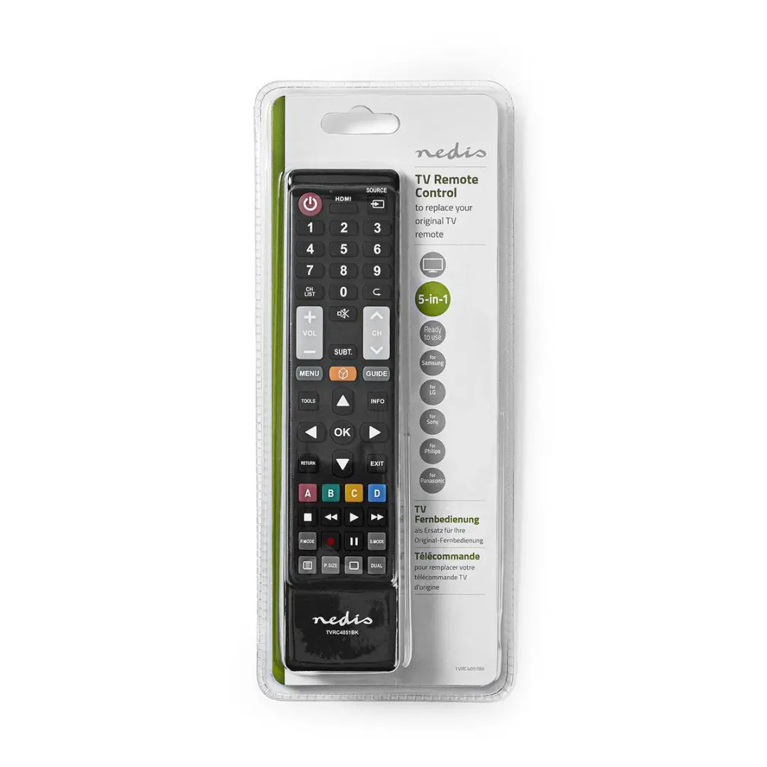 Nedis TVRC4051BK Reserve-afstandsbediening - Kleurenmix - o.a. LG/Panasonic/Philips/Samsung/Sony