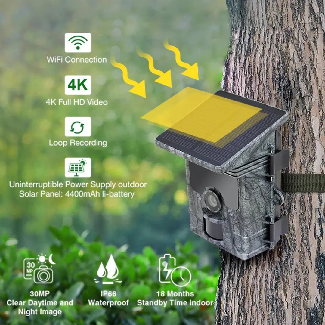 Camouflage EZ-Solar Wildcamera 4K Nachtzicht - 46MP - 128GB - Camouflage