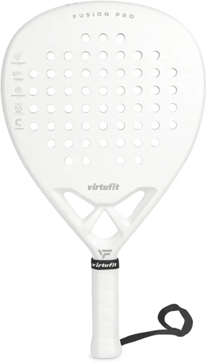 VirtuFit Fusion Pro Padelracket - 365g - 18K Carbon - Wit/Zilver