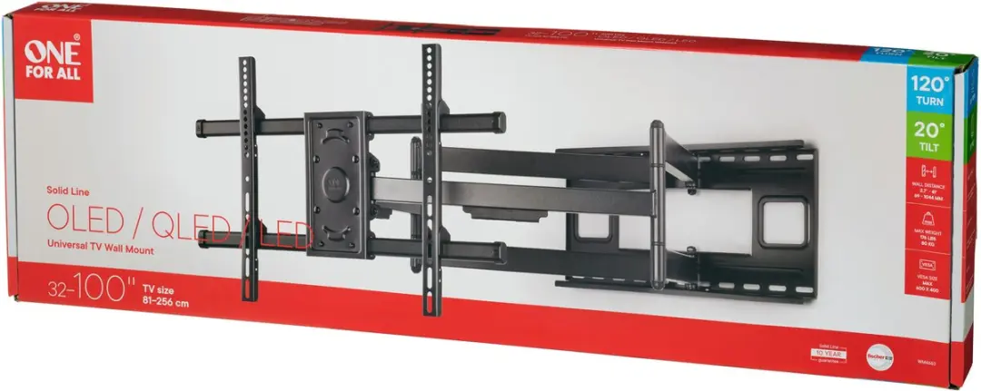 One For All WM4663 TV Beugel - Draaibaar & Kantelbaar - 32-100" - 80kg - Zwart