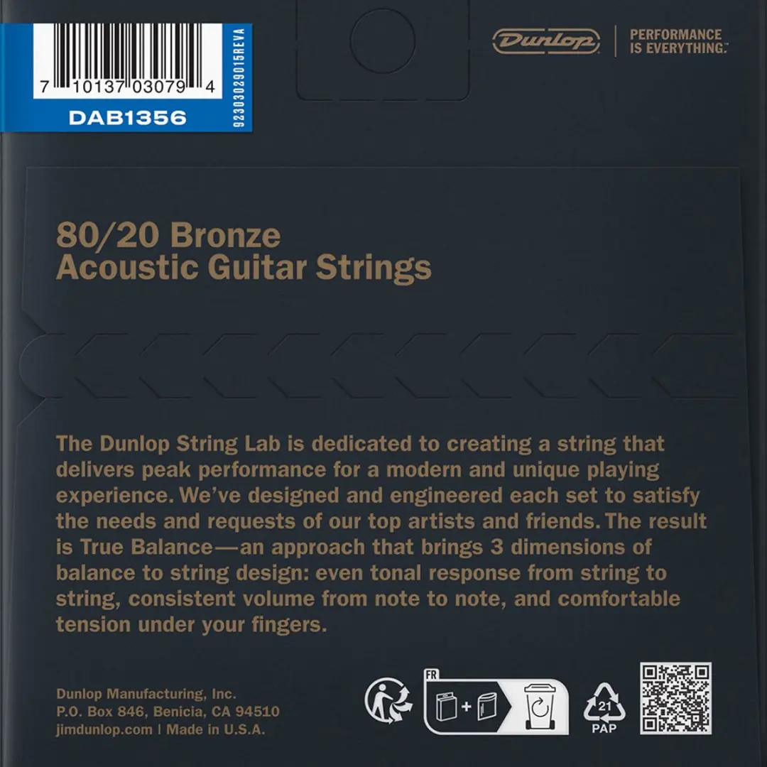 Dunlop DAB1356 Snarenset 6 Stuks - 80/20 Bronze Medium 13-56