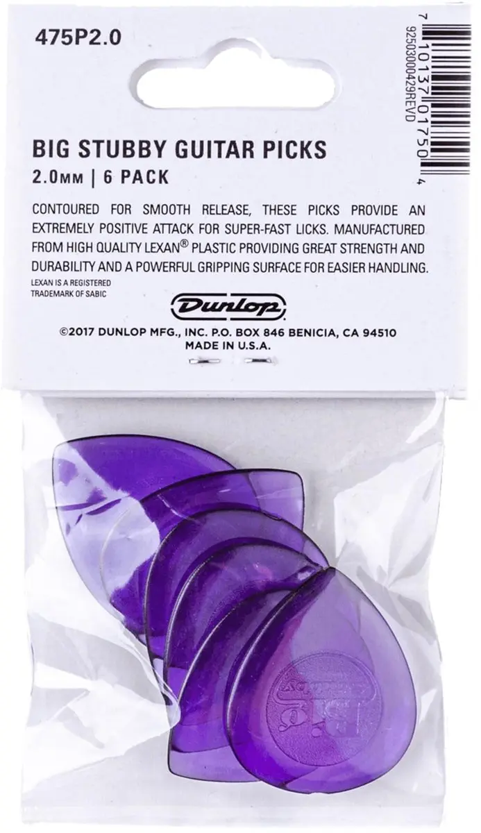 Dunlop 475P2 Big Stubby Plectrum 2.0mm - 6 Stuks