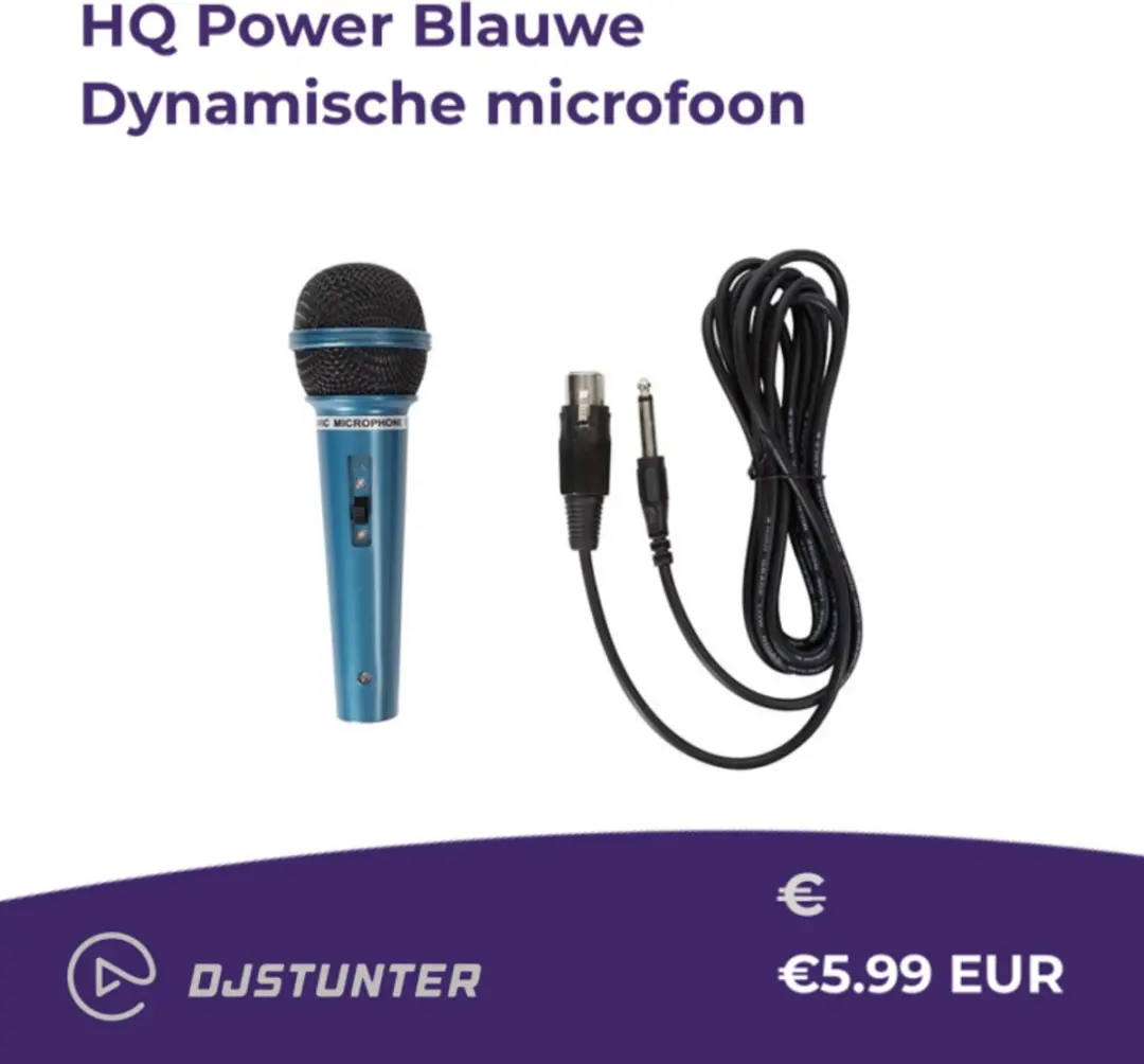 Velleman HQMC10006 Blauwe Dynamische Microfoon - Zwart