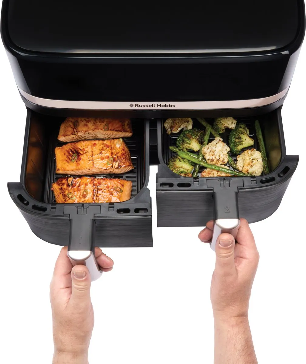 Russell Hobbs Satisfry Dual Basket 27680-56 Airfryer 9L - Zwart/Champagne