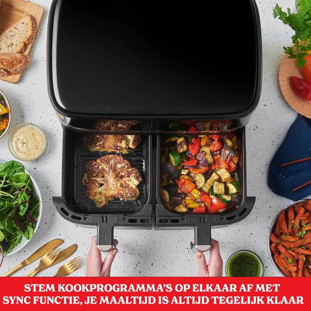 Russell Hobbs Satisfry Dual Basket 27680-56 Airfryer 9L - Zwart/Champagne