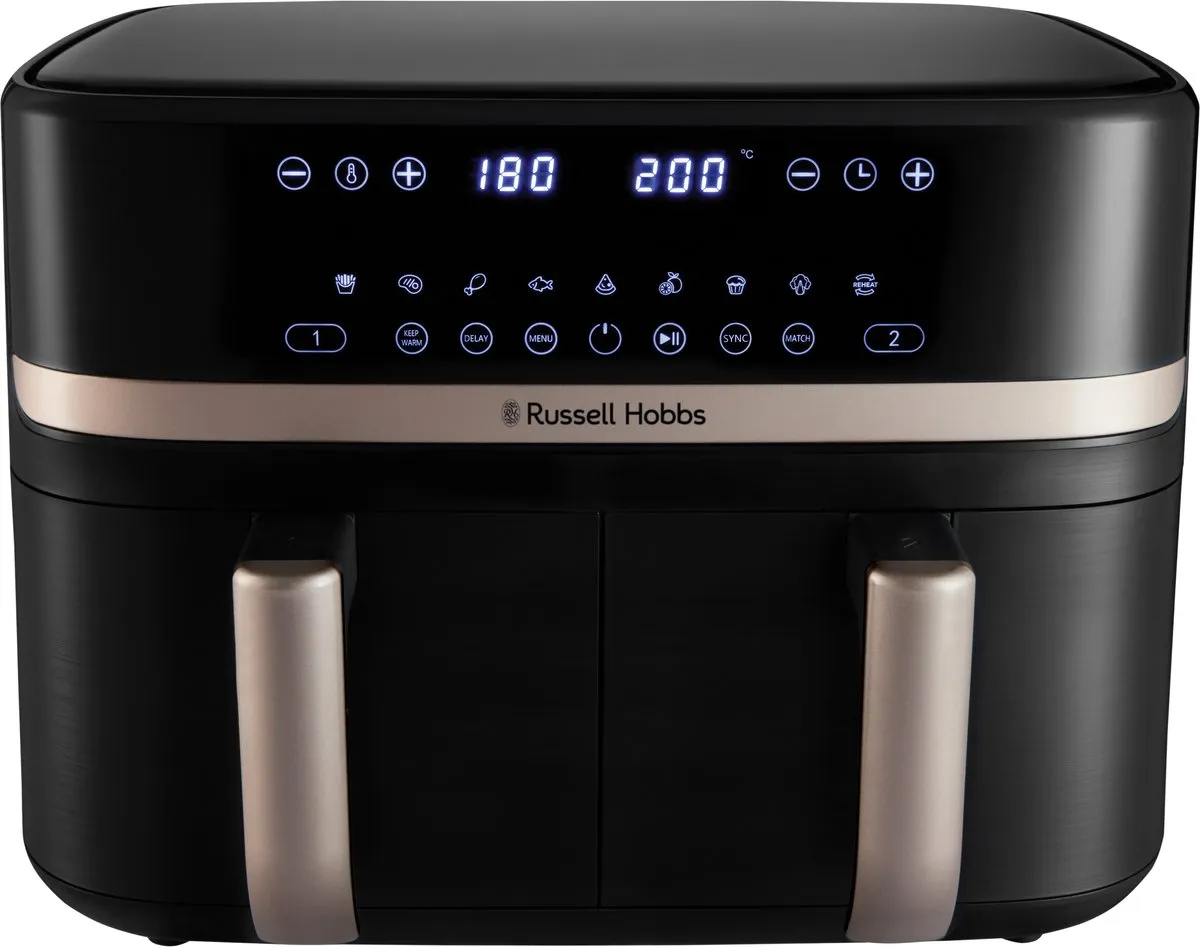 Russell Hobbs Satisfry Dual Basket 27680-56 Airfryer 9L - Zwart/Champagne