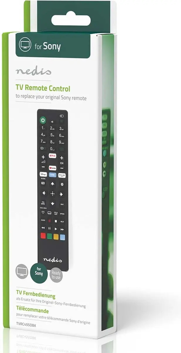 Nedis TVRC45SOBK Vervangende Afstandsbediening - Sony TV - Zwart