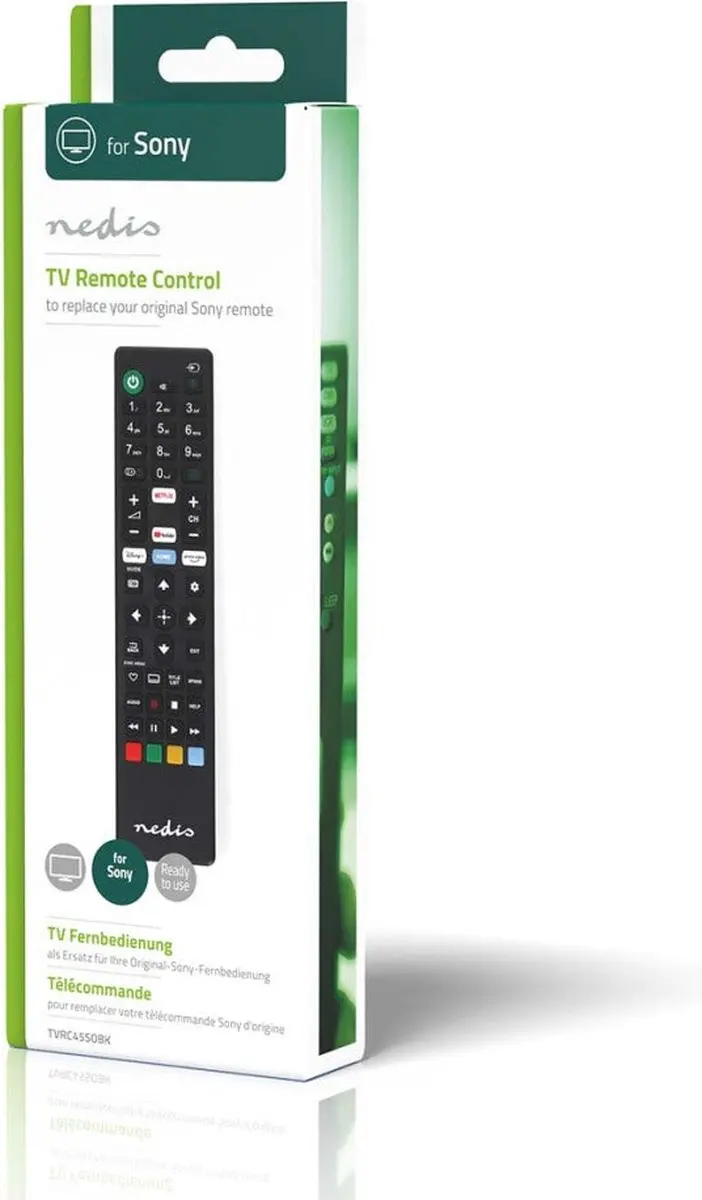 Nedis TVRC45SOBK Vervangende Afstandsbediening - Sony TV - Zwart
