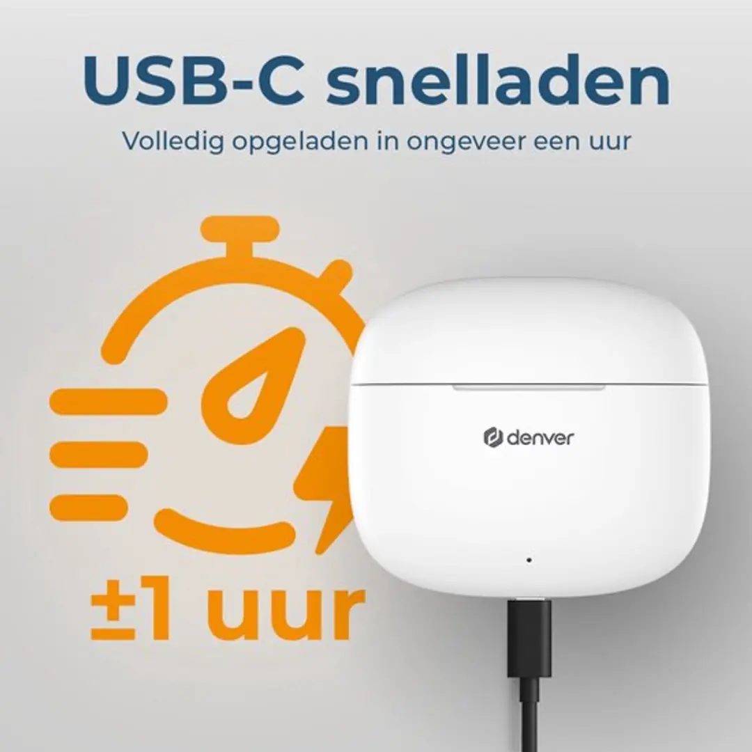 Denver Draadloze Witte Bluetooth Oordopjes - Blauwe Opberghoes