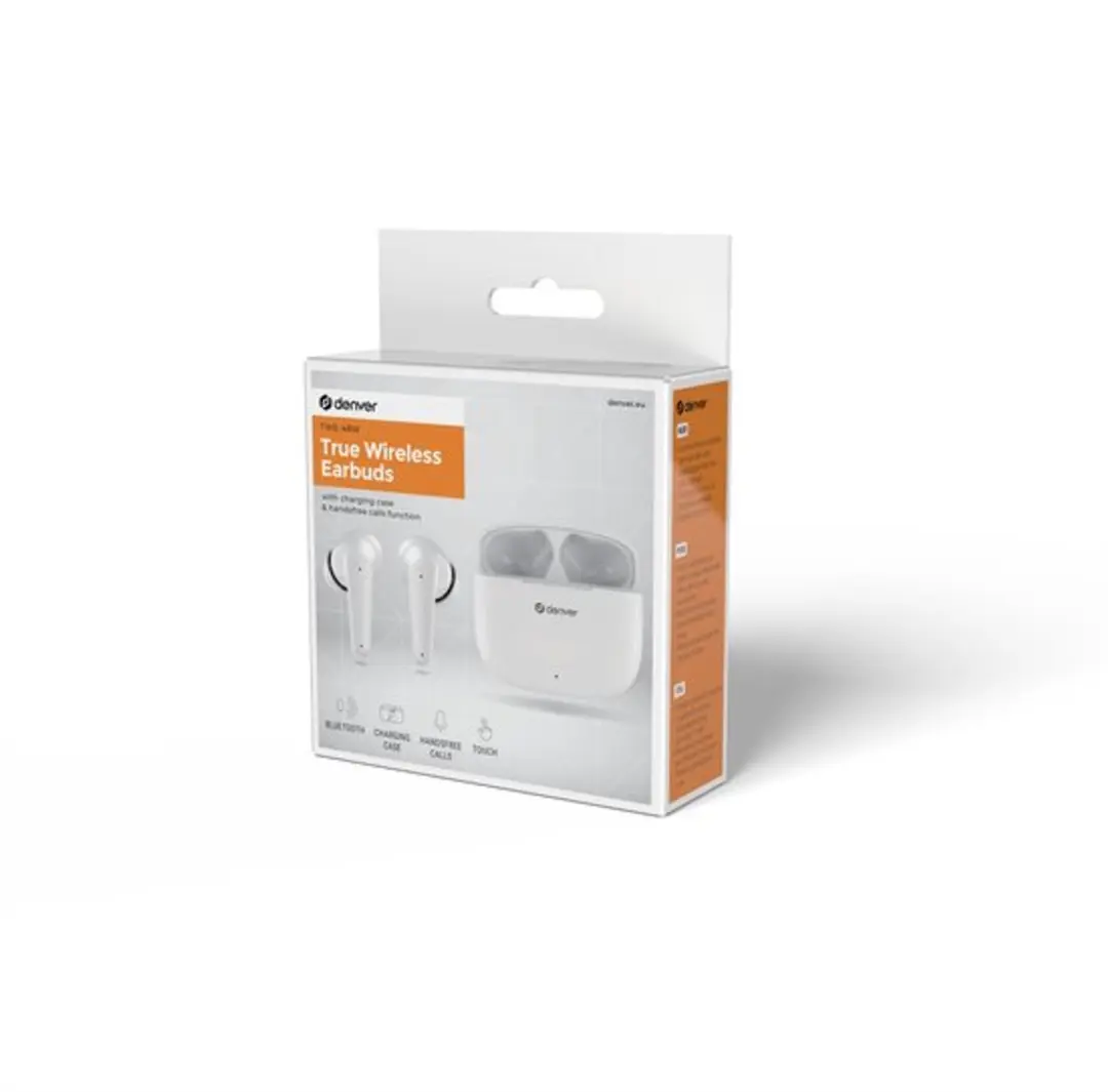 Denver Draadloze Witte Bluetooth Oordopjes - Blauwe Opberghoes