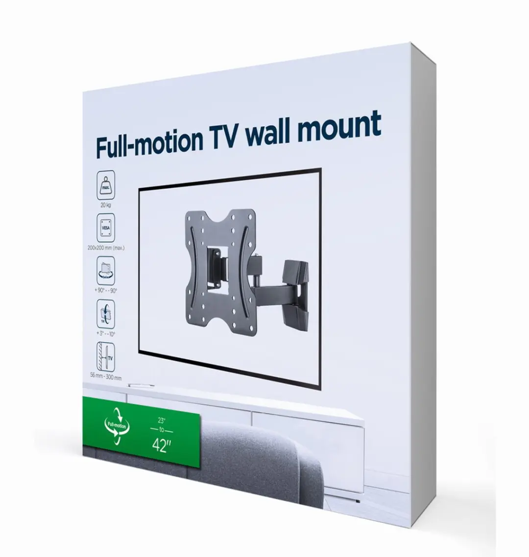 Gembird WM-42ST-01 Full-motion TV-wandsteun 23-42" - Zwart