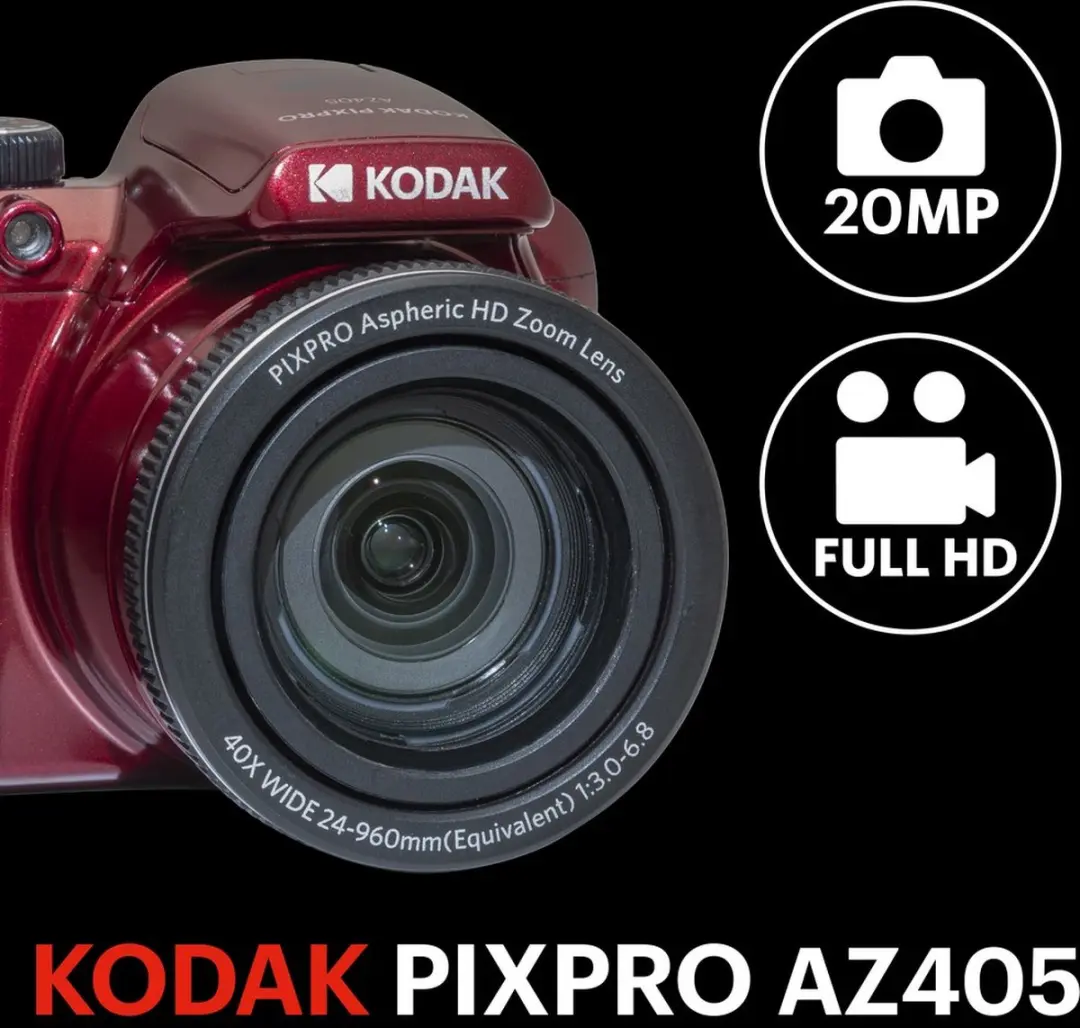 Kodak Pixpro AZ405 Compactcamera - Rood - 32GB geheugenkaart