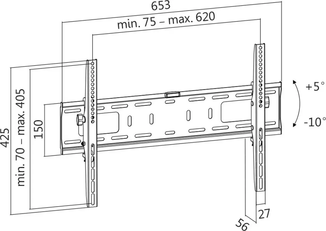 Logilink BP0018 TV-Wandbeugel 70" - Zwart