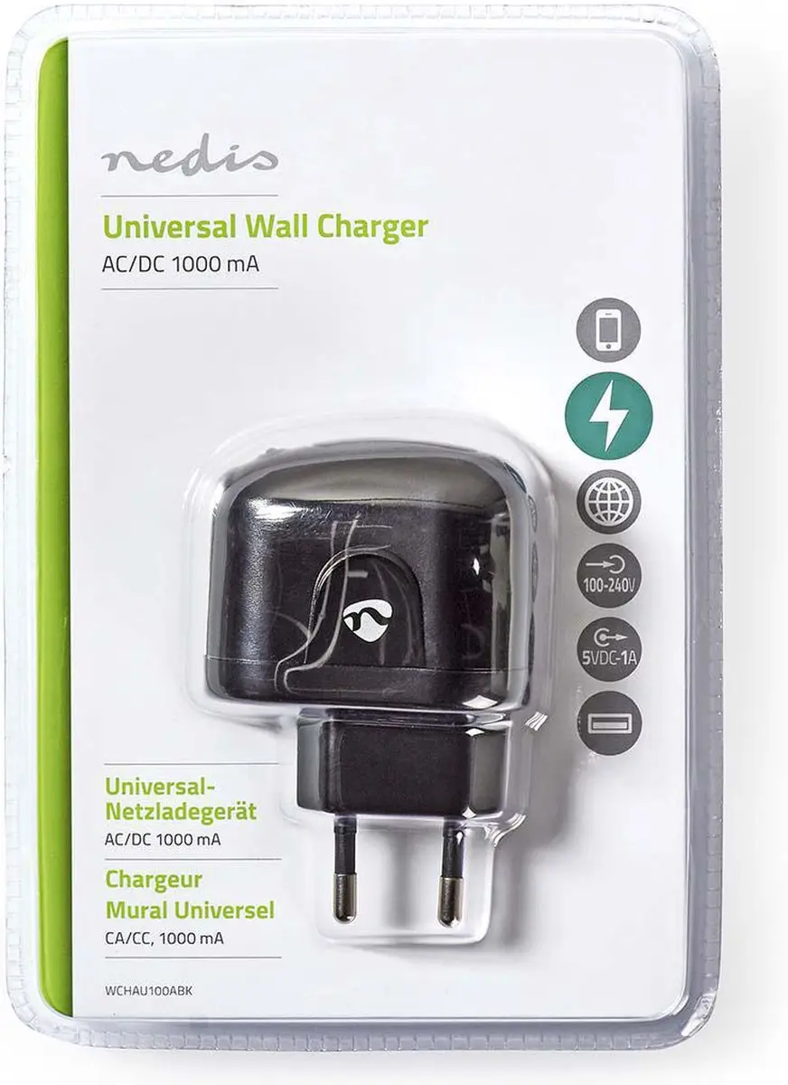 Nedis WCHAU100ABK Universele Oplader - 1x USB-A - Zwart