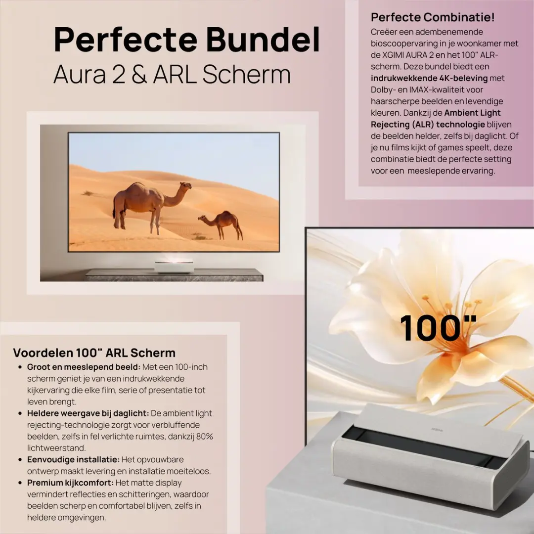XGIMI Aura 2 4K UST Projector - 100" ALR Scherm - 2300 ISO Lumen - Grijs