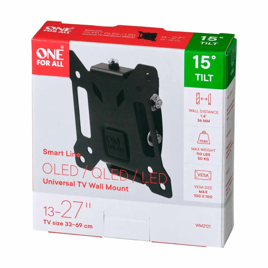 One For All WM2121 Smart Line TV Wandsteun - Kantelbaar - Zwart - afbeelding 6 van 6