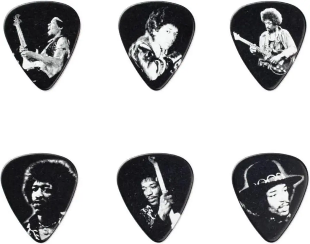 Dunlop Jimi Hendrix Plectrums Medium - 6 Stuks - Silver Portrait