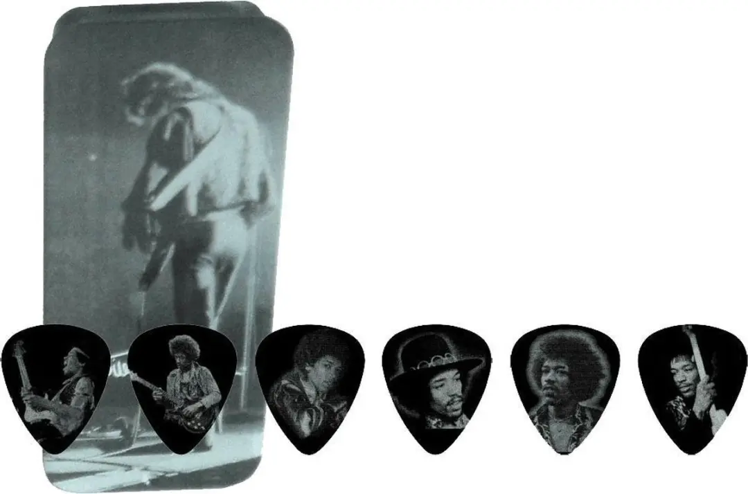 Dunlop Jimi Hendrix Plectrums Medium - 6 Stuks - Silver Portrait