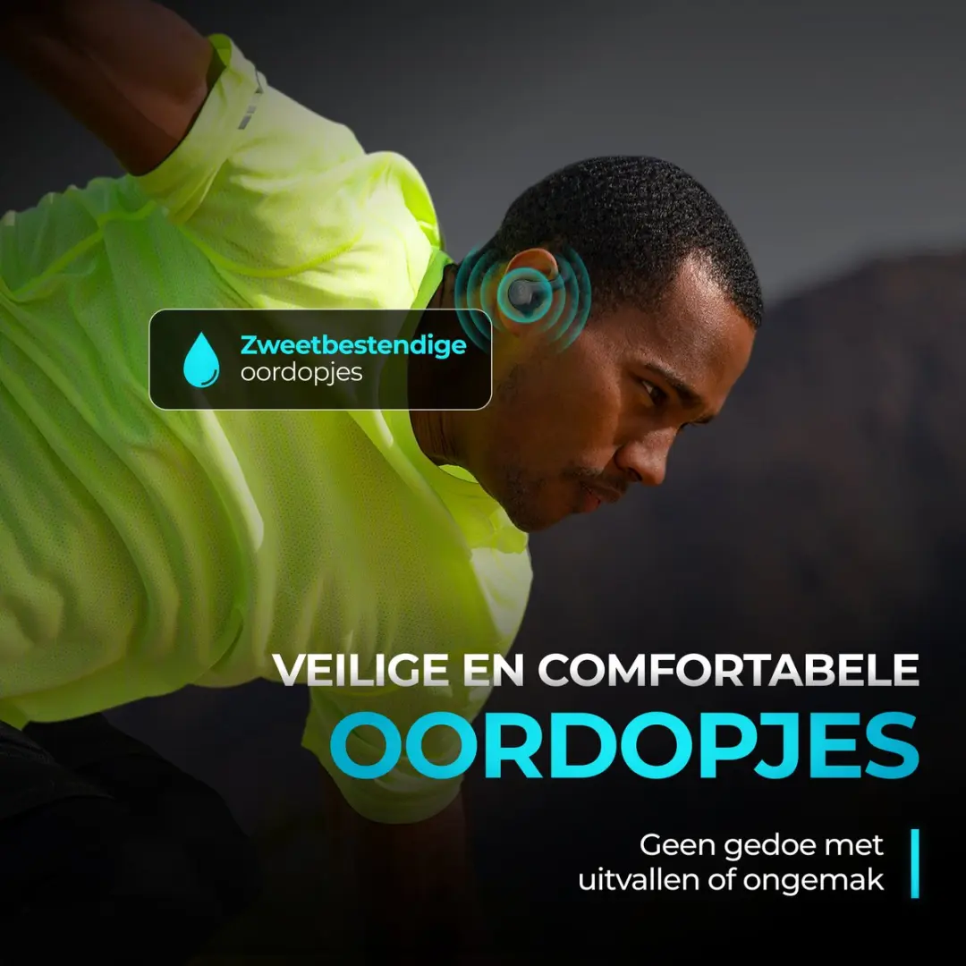 JLab Go Sport IEUEBGAIRSPRTRBLK124 Draadloze Oordopjes - 35u Batterij - IP55 - Zwart