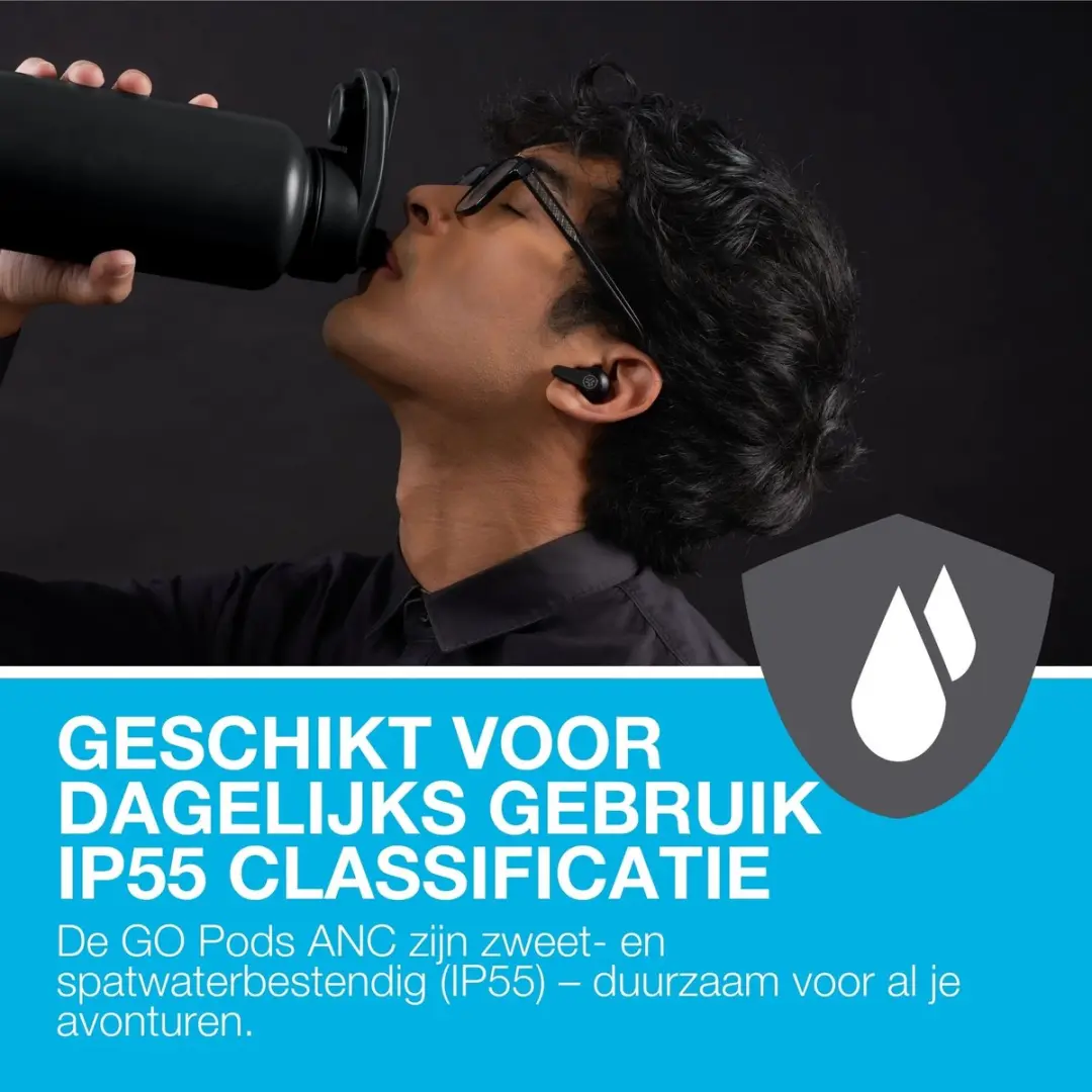 JLab Go Pods ANC IEUEBGOPODSRBLK124 Oordopjes - 26u Batterij - Hybrid ANC - Zwart
