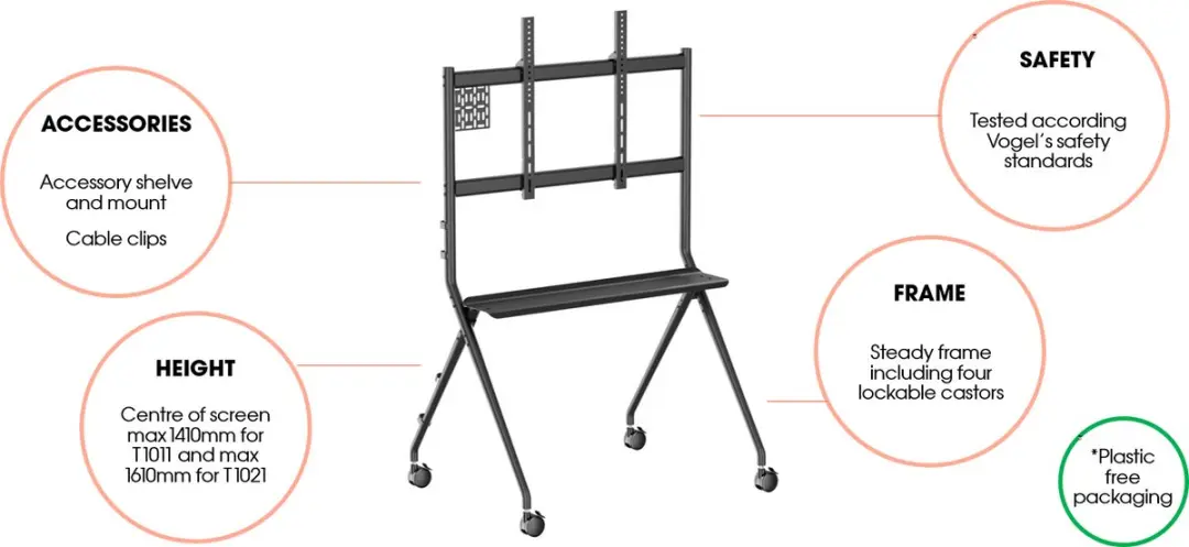 Vogel's ESSENTIAL T1011 TV Trolley - 50"-86" - Zwart