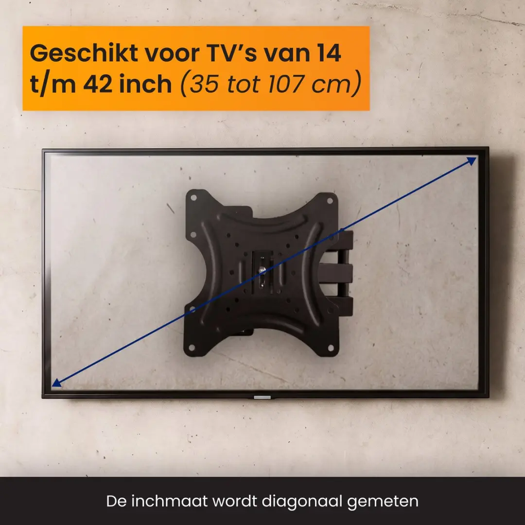 R2B TV Beugel 14-42" - Draaibaar & Kantelbaar - VESA 50x50mm - Zwart