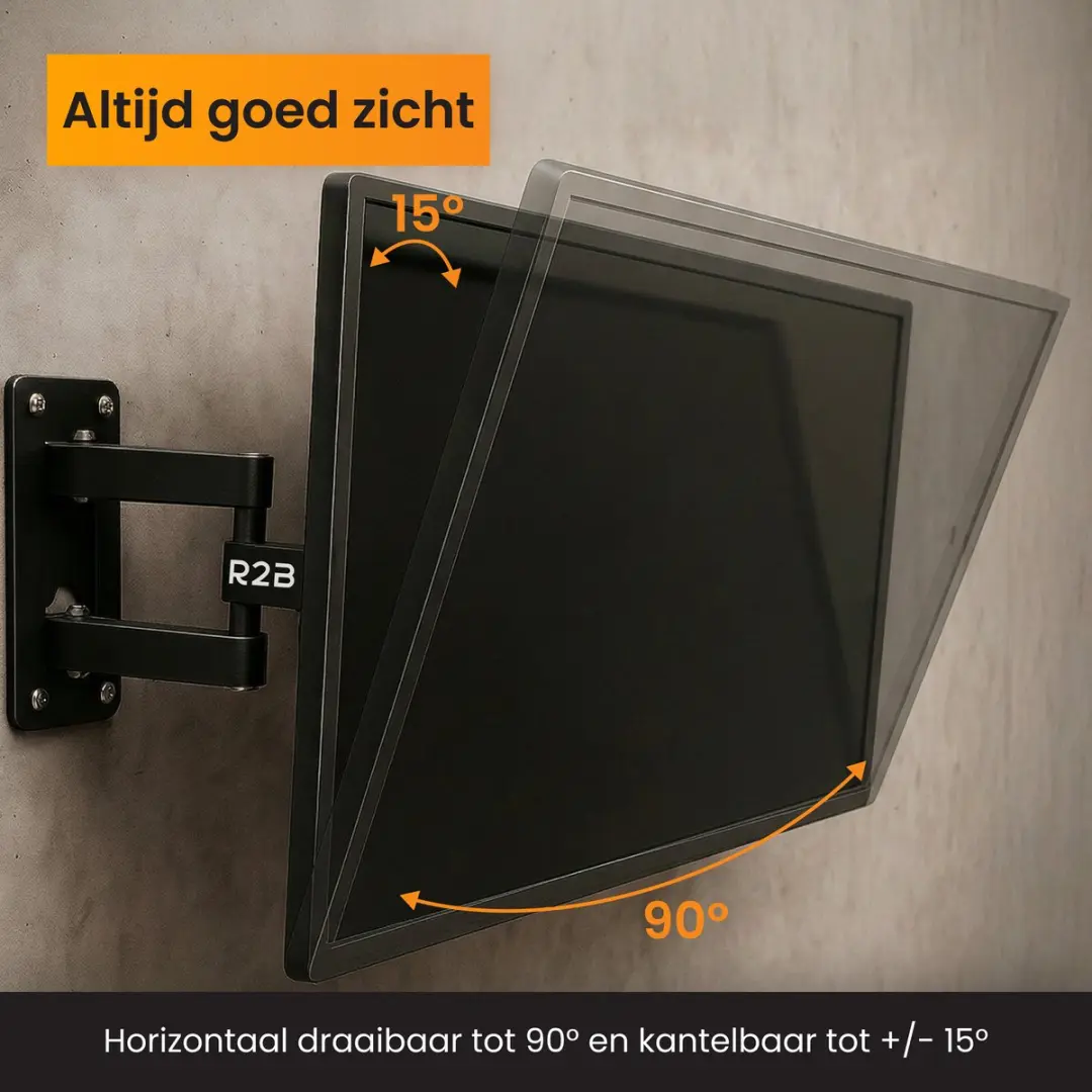 R2B TV Beugel 14-42" - Draaibaar & Kantelbaar - VESA 50x50mm - Zwart