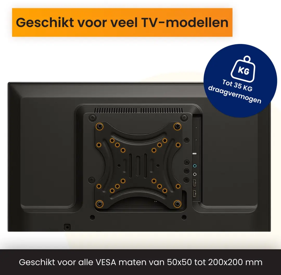 R2B TV Beugel 14-42" - Draaibaar & Kantelbaar - VESA 50x50mm - Zwart - afbeelding 6 van 6