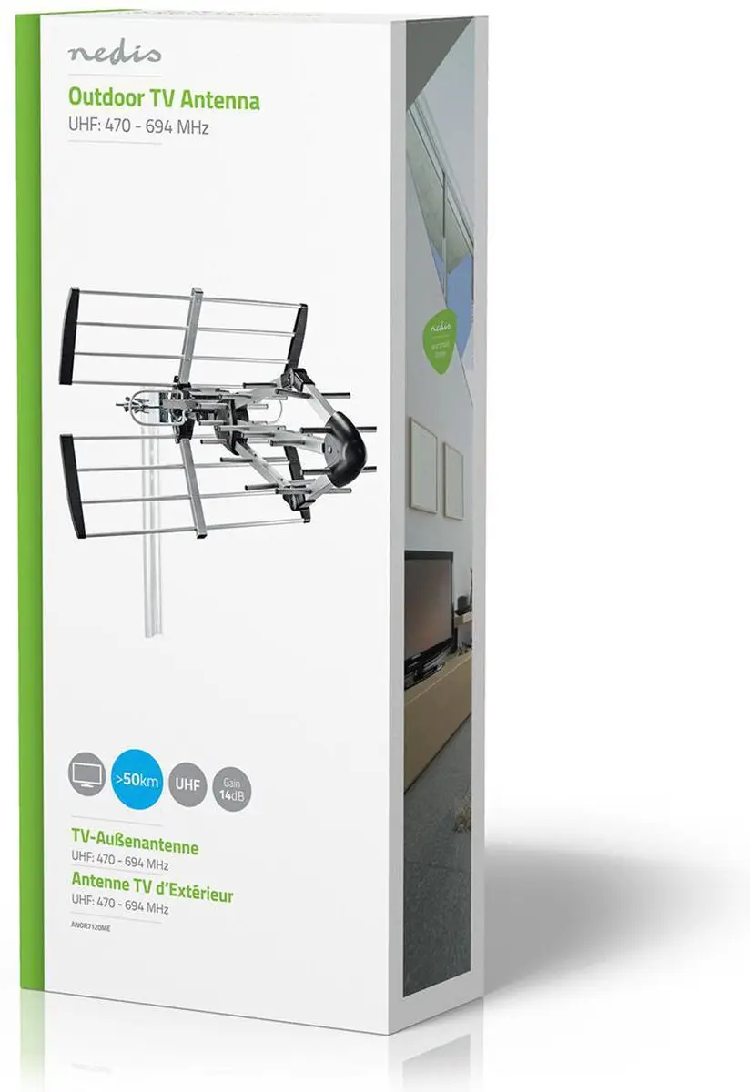 Nedis Buitenantenne ANOR7150ME UHF - ≥50 km - 14 dB - Zwart