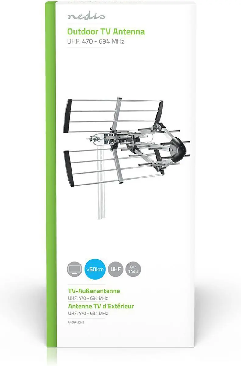 Nedis Buitenantenne ANOR7150ME UHF - ≥50 km - 14 dB - Zwart