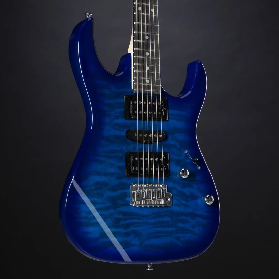 Ibanez GRX70QA-TBB GIO Elektrische Gitaar - HSH - Transparent Blue Burst