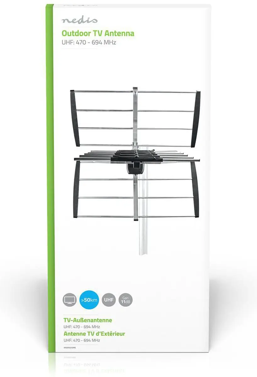 Nedis Buitenantenne ANOR5070ME UHF - 11dB - 740mm - Zilver