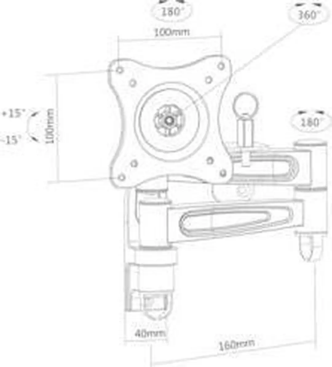 SpeaKa Professional SP-4930876 TV-Beugel - Kantelbaar/Zwenkbaar - 13-27" - Zwart