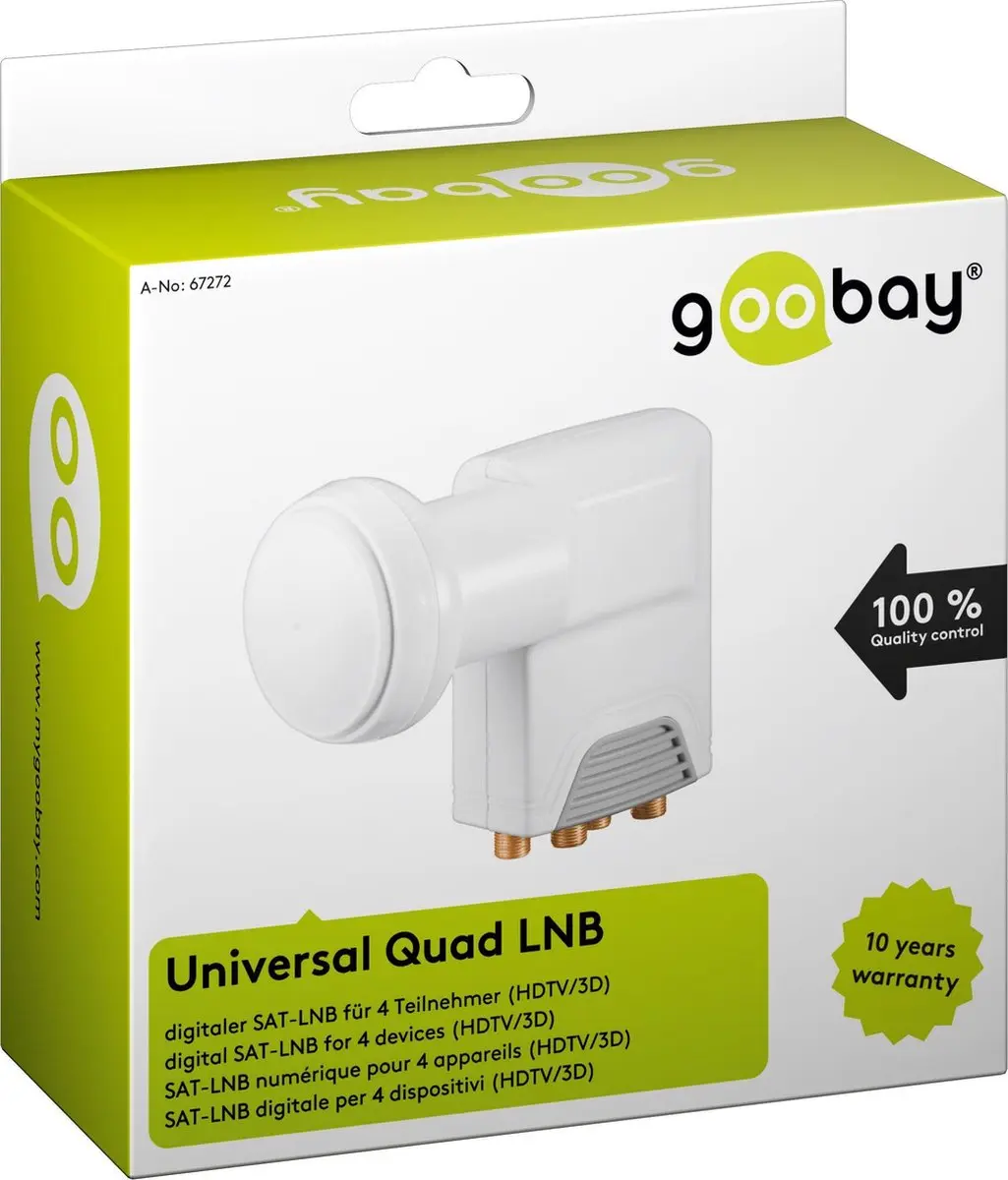 Goobay Universele Quad LNB 40mm - Verguld