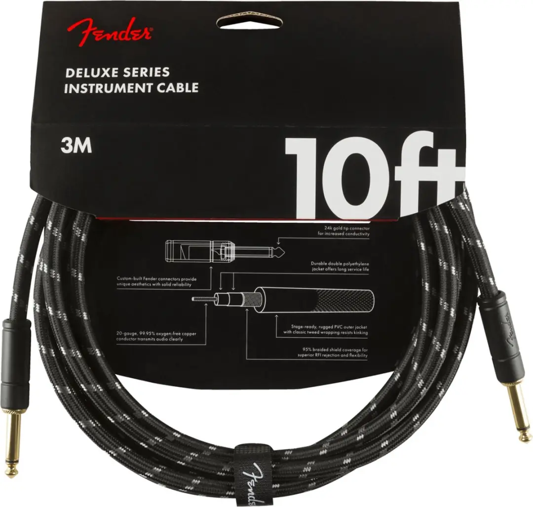 Fender Deluxe Series Black Tweed Gitaarkabel 3m