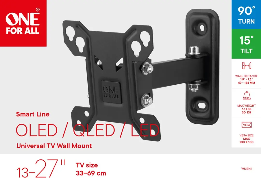 One For All WM2141 Wandbeugel TV - 13-27" - Zwart