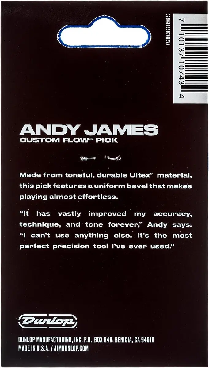 Dunlop Andy James Flow Plectrum 2.00mm - Blauw - 3 Stuks