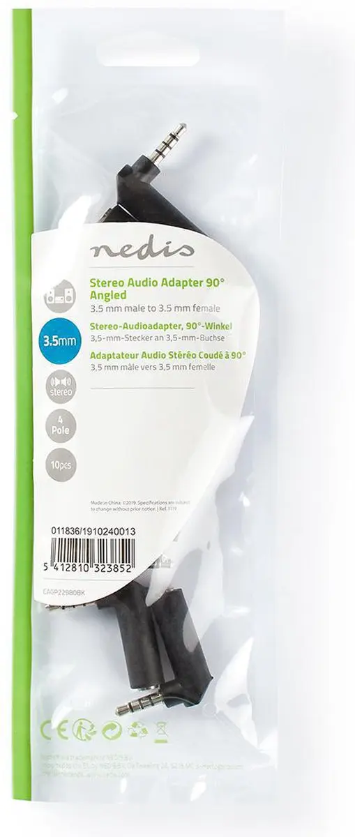 Nedis CAGP22980BK Stereo-Audioadapter 3,5mm - 10 Stuks