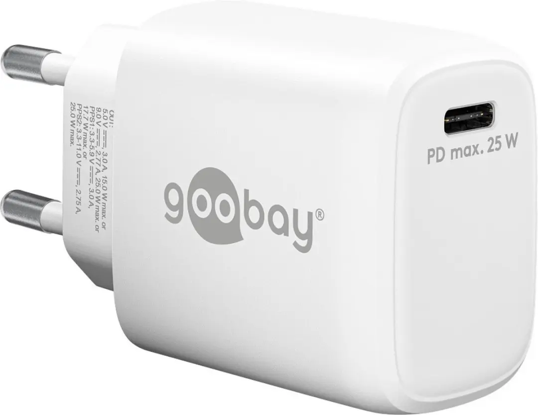 Goobay 65368 Thuislader - 25W USB-C PD - Wit