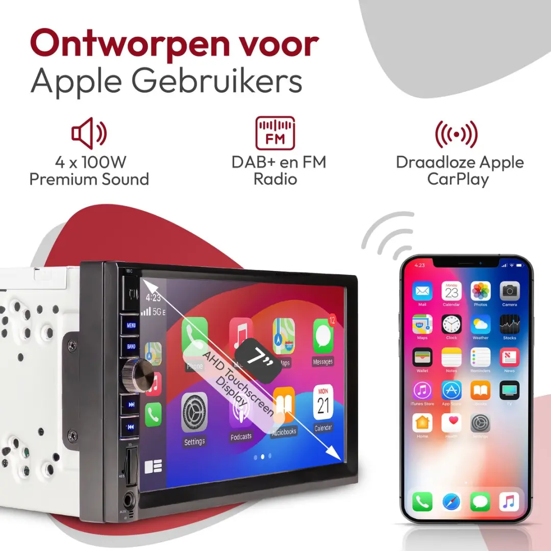 Caliber RMD901DAB-CP Autoradio 7" - 4x100W - CarPlay - DAB+ - Zwart