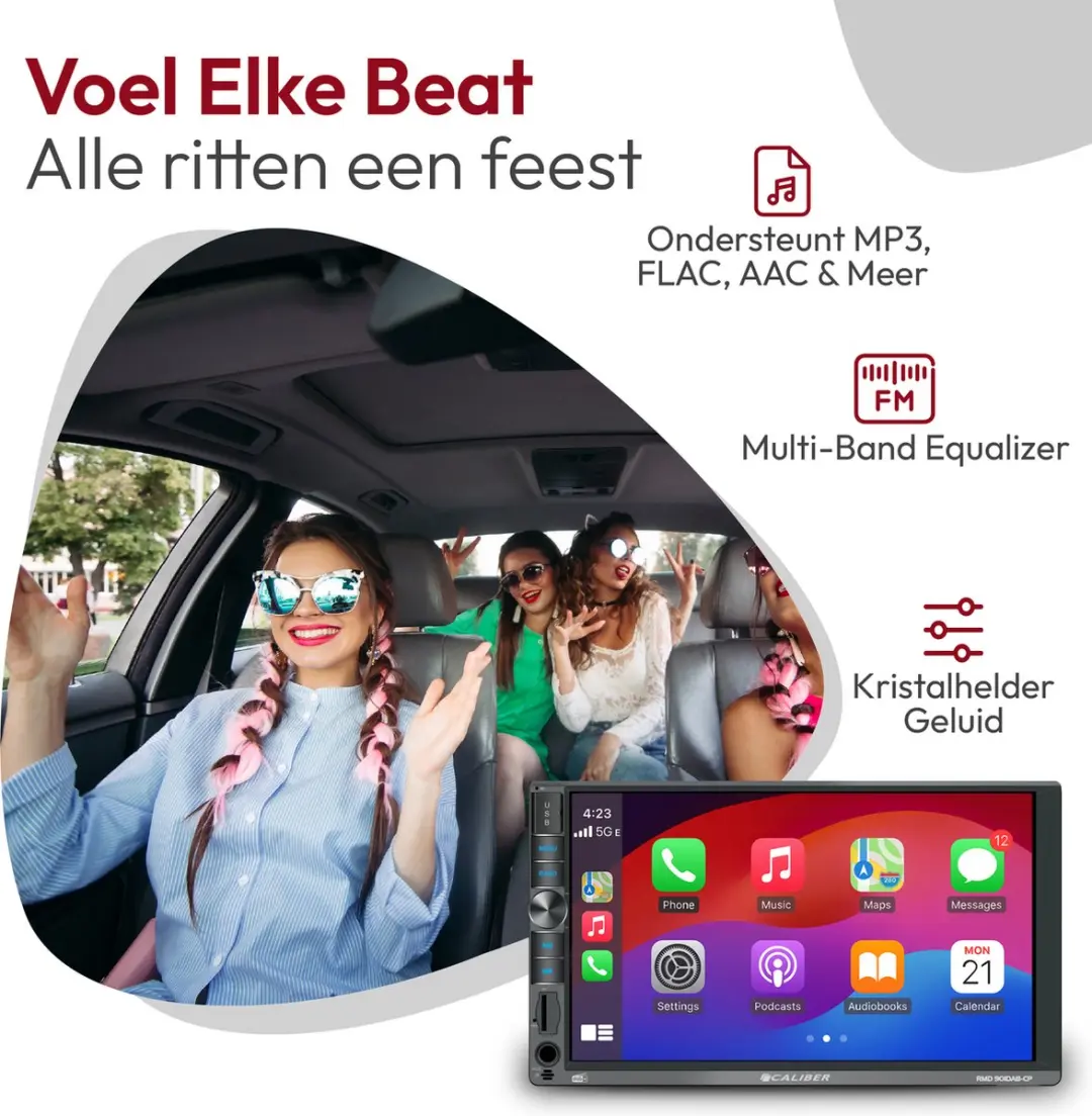 Caliber RMD901DAB-CP Autoradio 7" - 4x100W - CarPlay - DAB+ - Zwart