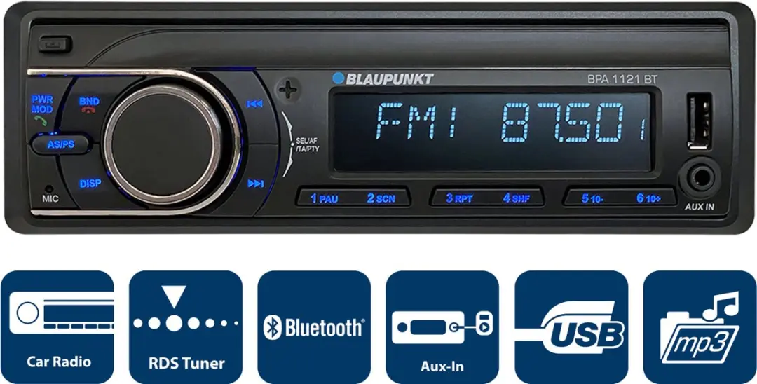 Blaupunkt BPA 1121 BT Autoradio - 1 Din - USB - Bluetooth - Zwart - afbeelding 3 van 6