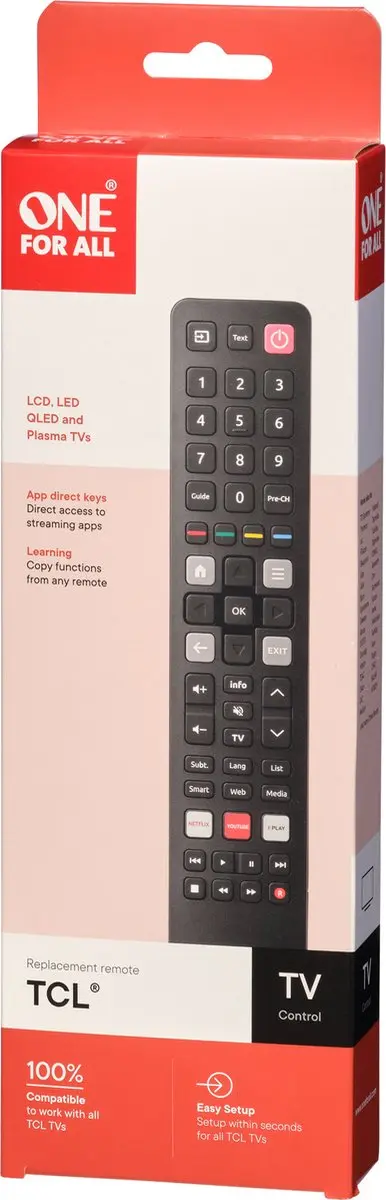 One For All URC4922 Vervangende Afstandsbediening - TCL Soundbar/TV
