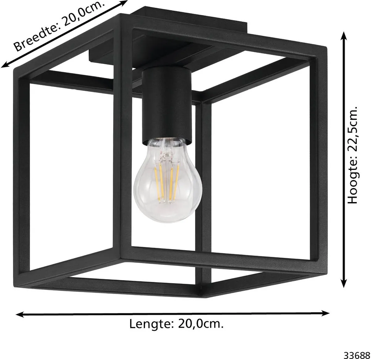 Eglo Eldrick Plafondlamp E27 - 20cm Zwart - afbeelding 6 van 6