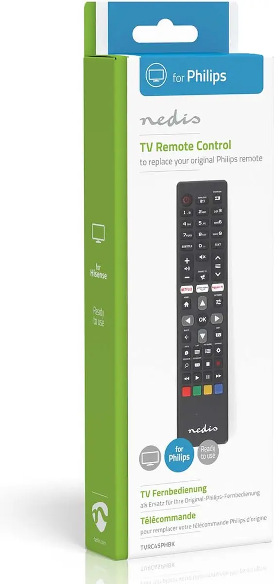 Nedis TVRC45PHBK Vervangende Afstandsbediening - Zwart