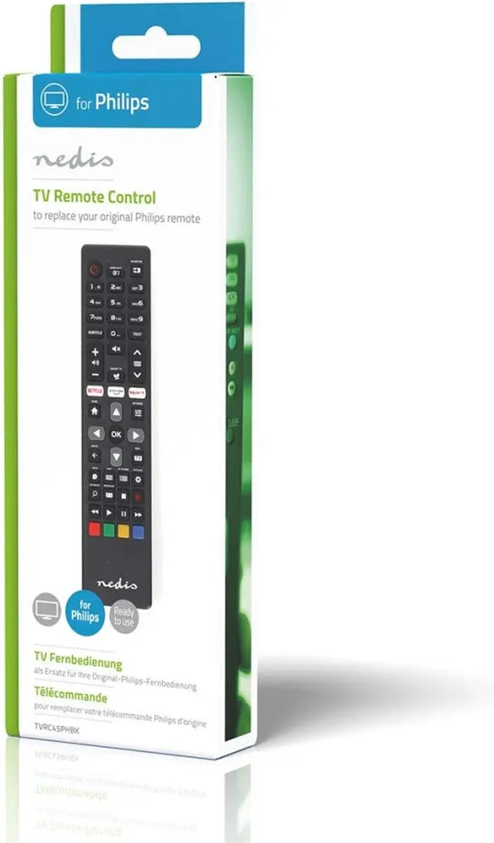 Nedis TVRC45PHBK Vervangende Afstandsbediening - Zwart