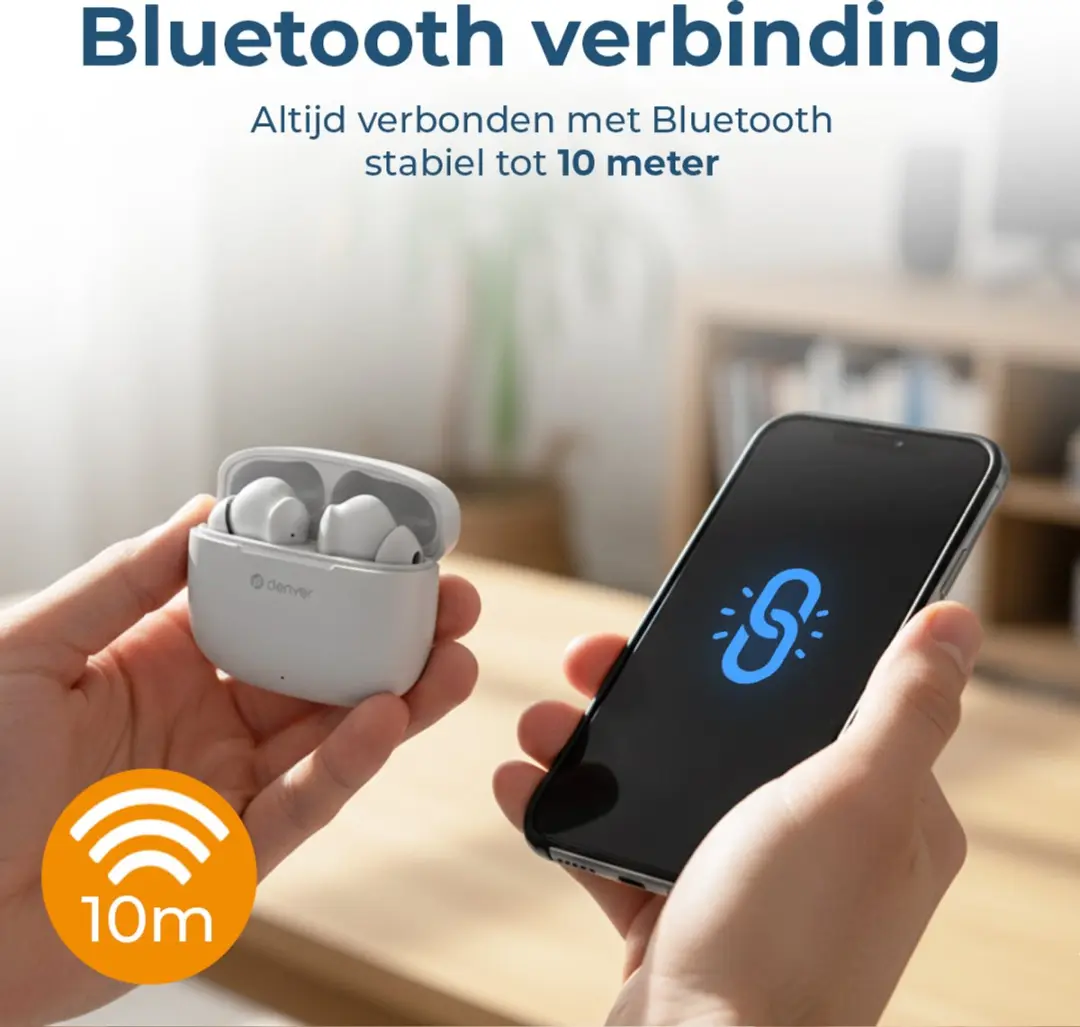 Denver TWE48 Oordopjes - Bluetooth 5.3 - 6 uur - Wit